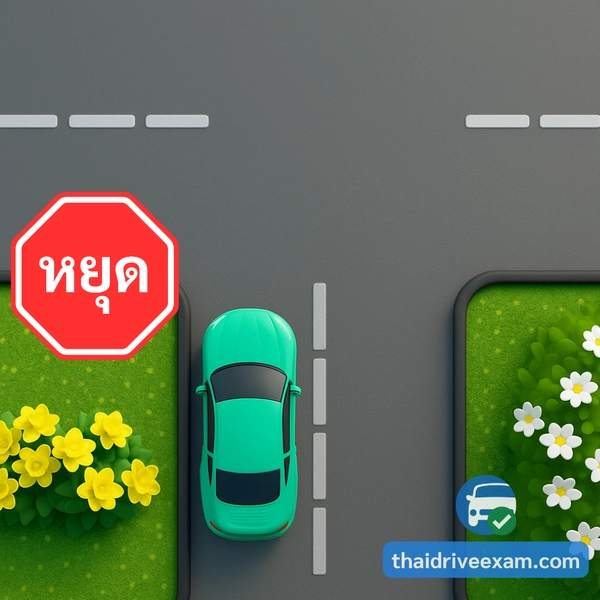 ข้อสอบใบขับขี่: จากภาพผู้ขับขี่ต้องปฏิบัติอย่างไร